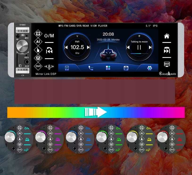 5,1calowy samochodowy odtwarzacz MP5 Carplay Automatyczne radio stereo