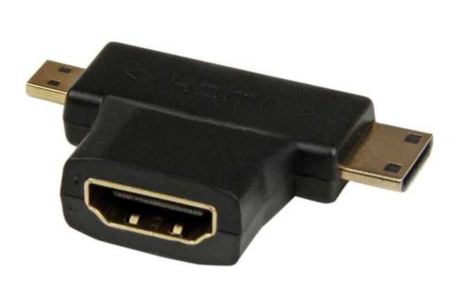 Adapter 2w1 gniazdo HDMI wtyk MicroHDMI MiniHDMI * Video-Play