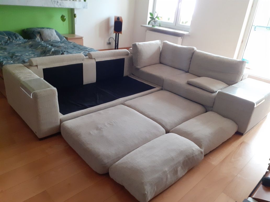 Sofa kanapa włoska Natuzzi beżowa 305x240x102cm, wysoka jakość