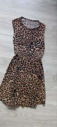 Letnia sukienka dziewczęca summer Leopard print sleeveless dress r.134