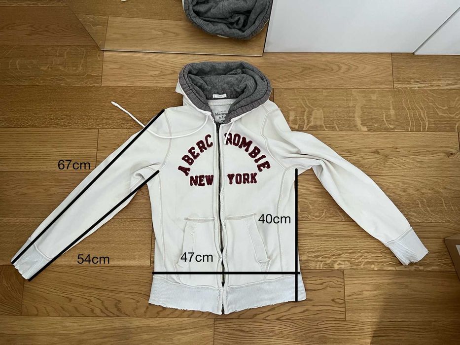 Biała zapinana na suwak bluza z kapturem, Abercrombie&Fitch