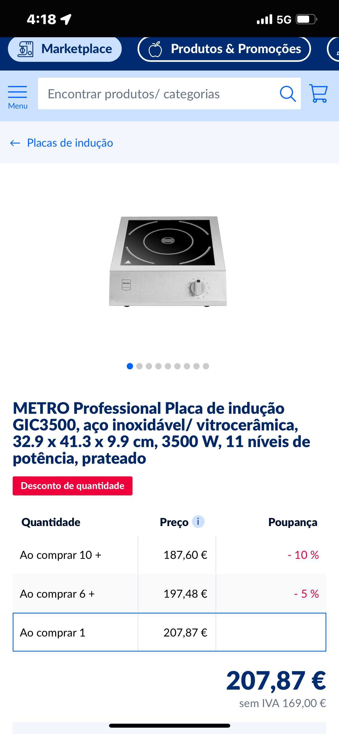 METRO PROFESSIONAL PLACA DE INDUÇÃO GIC3035