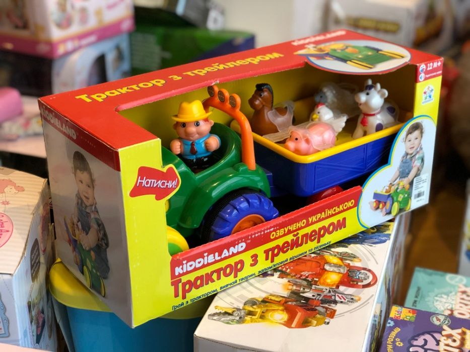 Ігровий набір Kiddieland  – Трактор з трейлером укр мова