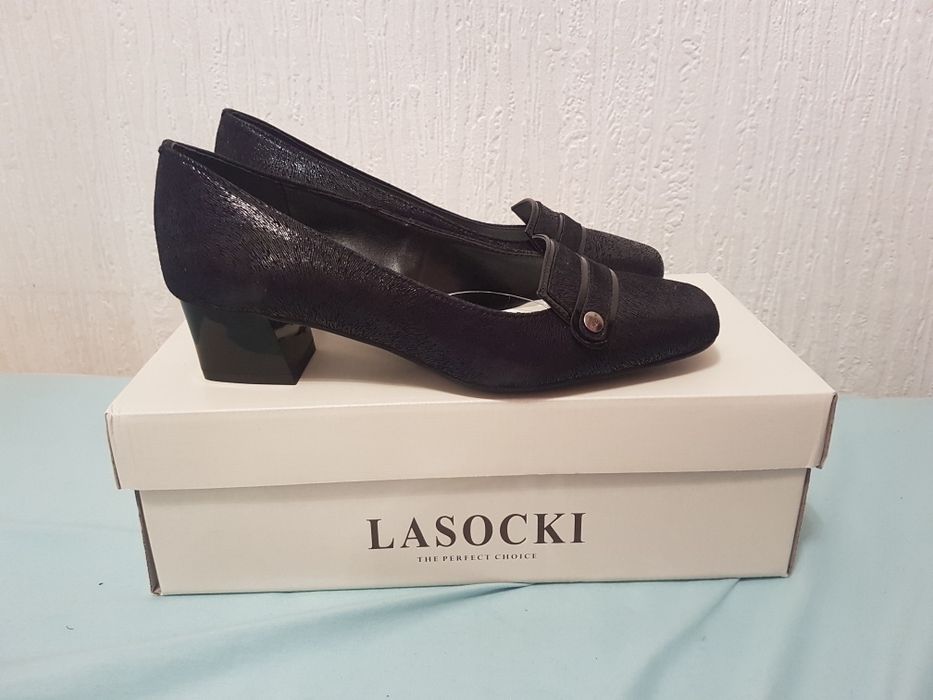Nowe buty na obcasie LASOCKI 36 skorzane czarne oryginalne eleganckie