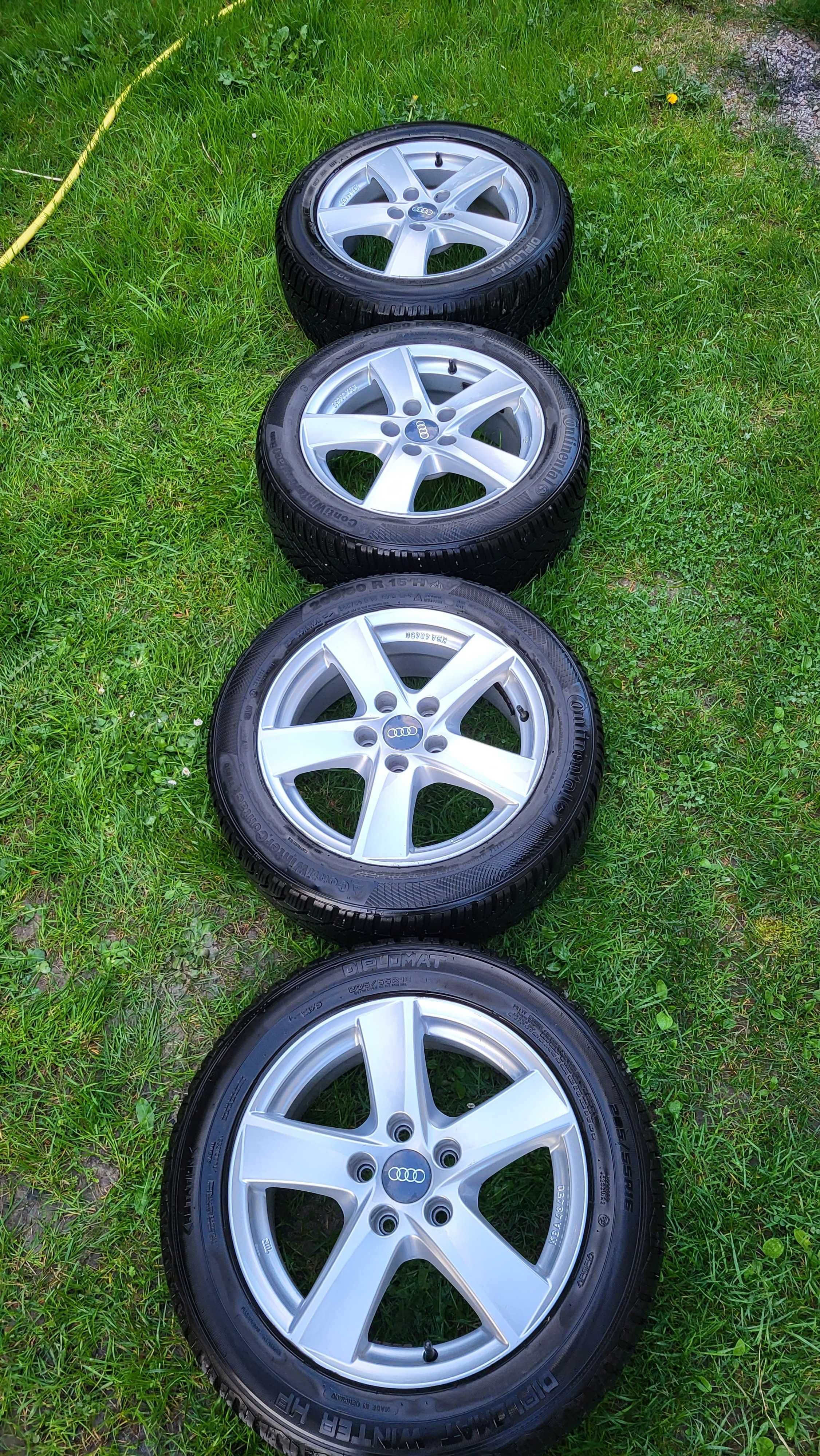 Opony zimowe 205/55/R16 na alufelgach 5x112 do Audi A3, A4, A5, A6