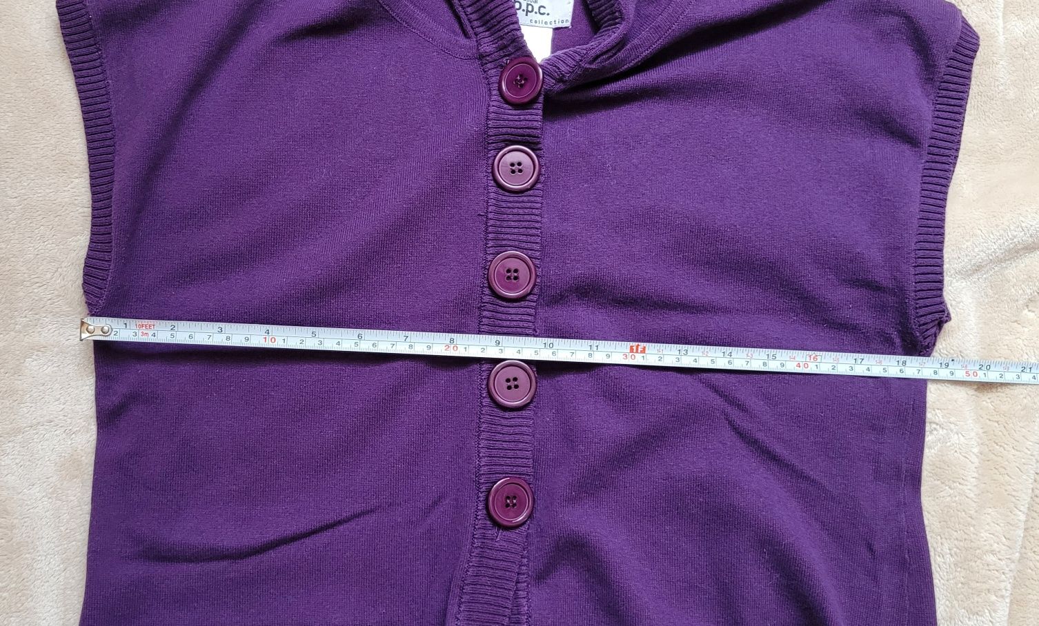 Damski bezrękawnik z kapturem sweterek BonPrix Casual 36/38 kol śliwka