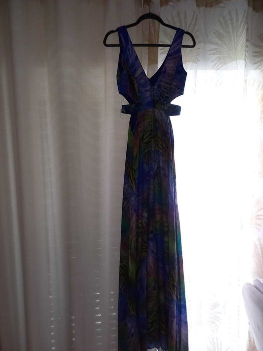 Vestido cerimónia longo estampado