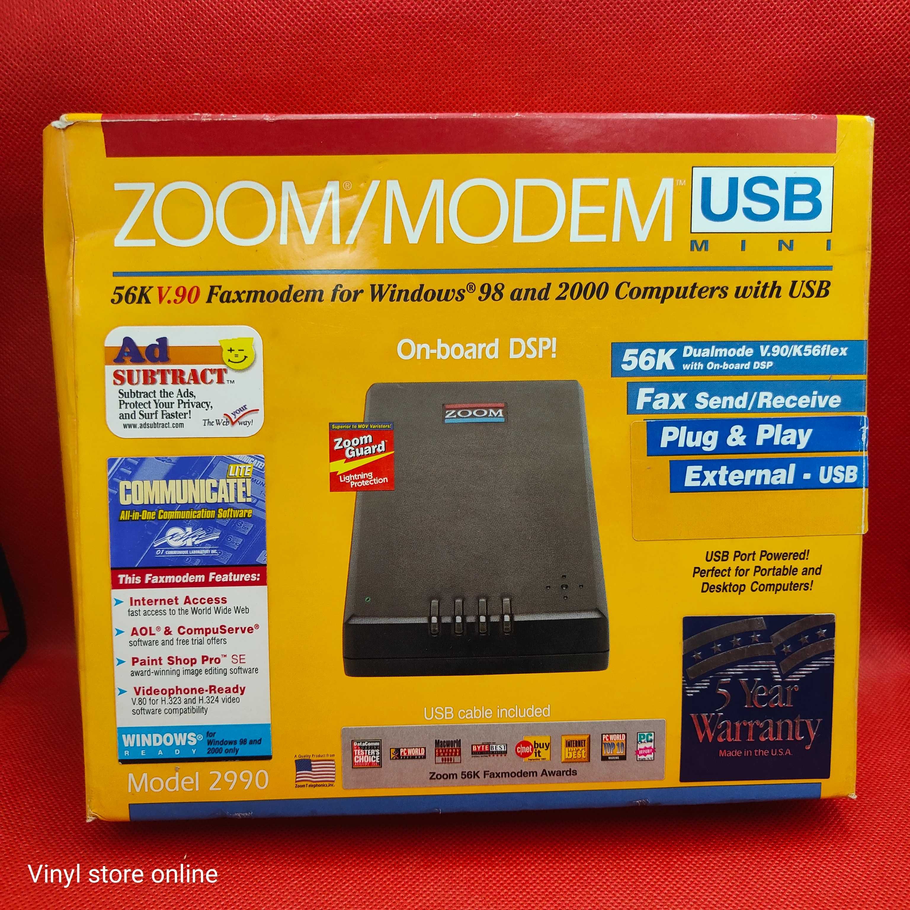 Modem Zoom 56k v.90 model 2990 for win 98 and 2000