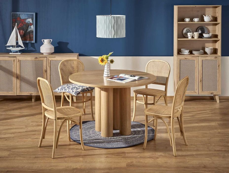 Krzesło klasyczne drewniane K502 rattan naturalny