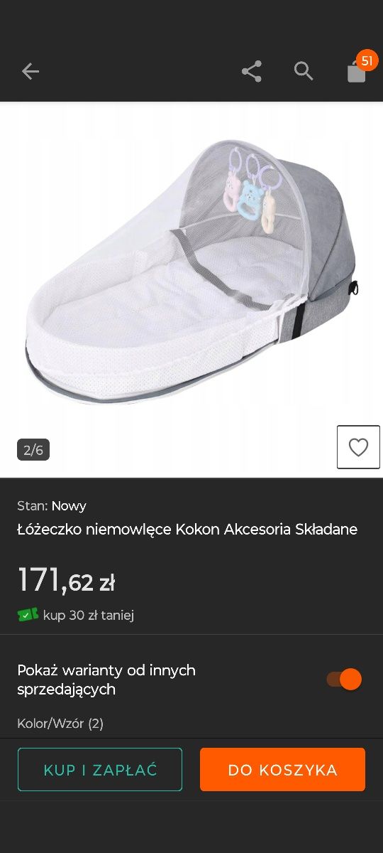 Łóżeczko niemowlęce Kokon Akcesoria Składane