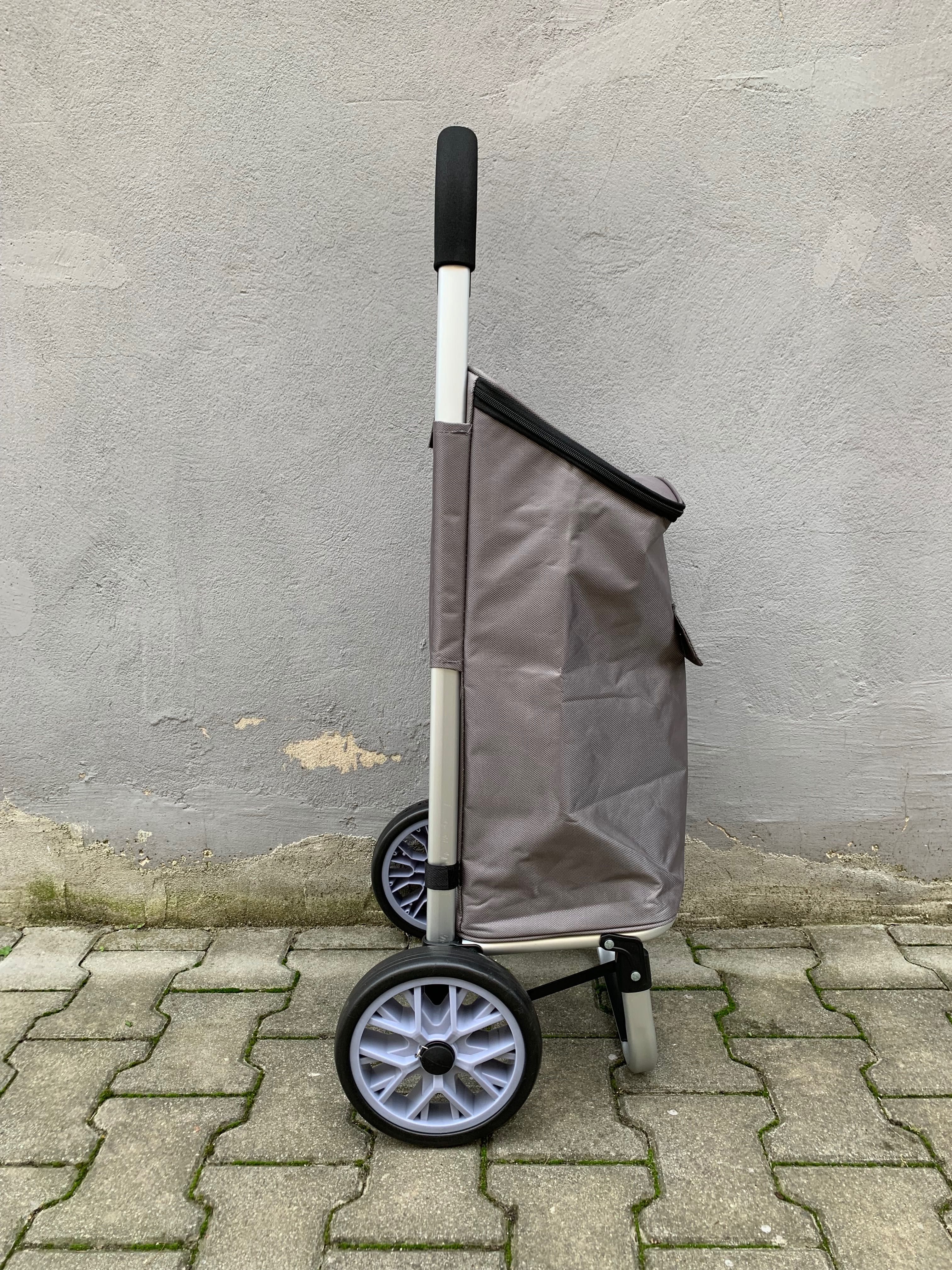 Wózek na zakupy aluminiowy duże koła z torbą termiczną