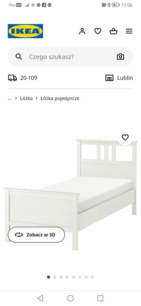 Łóżko drewniane hemnes bed 90/200 ikea