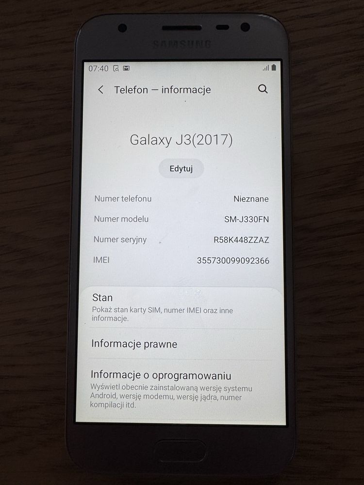 Samsung J3 zloty