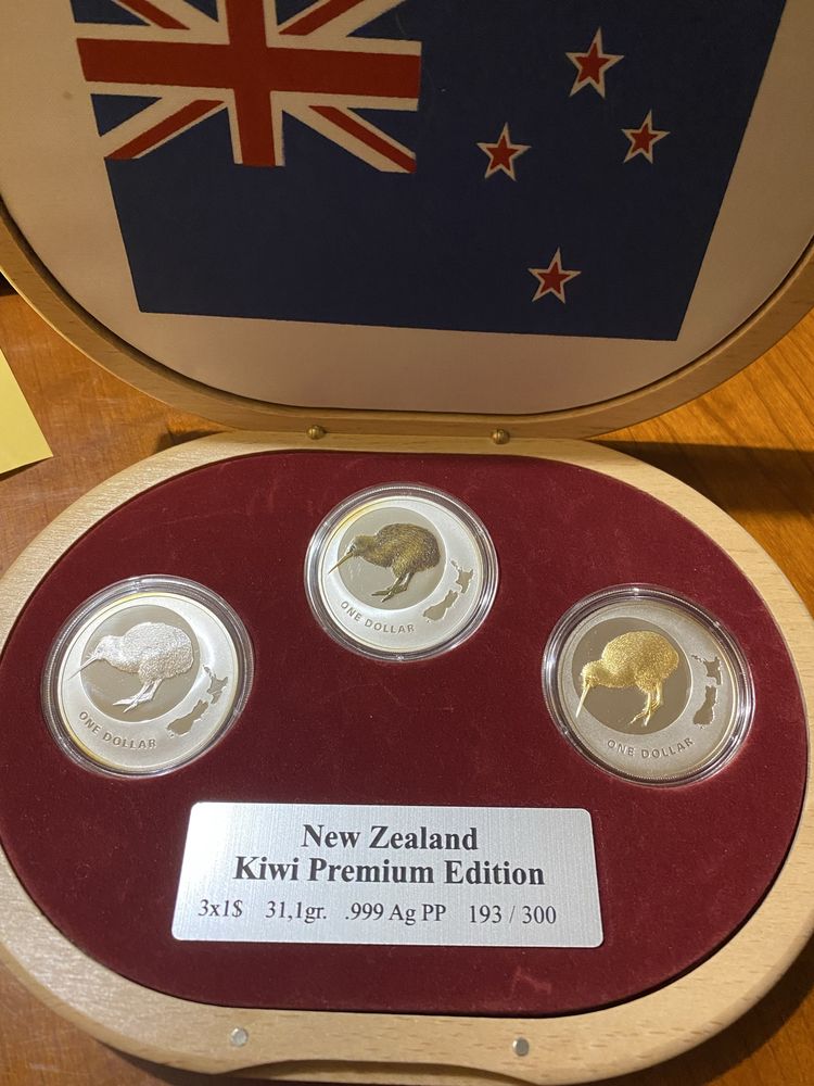Moedas Conjunto 3 moedas Oncas Nova Zelandia