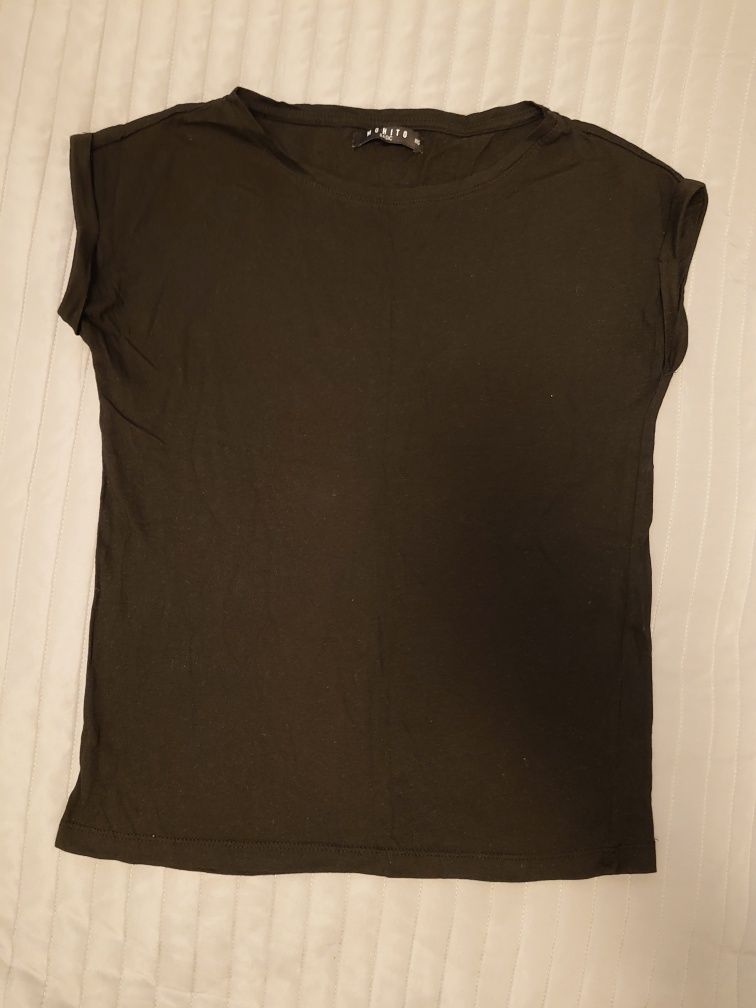 Świetna czarna koszula, t-shirt basic Mohito, roz. XXS, stan super