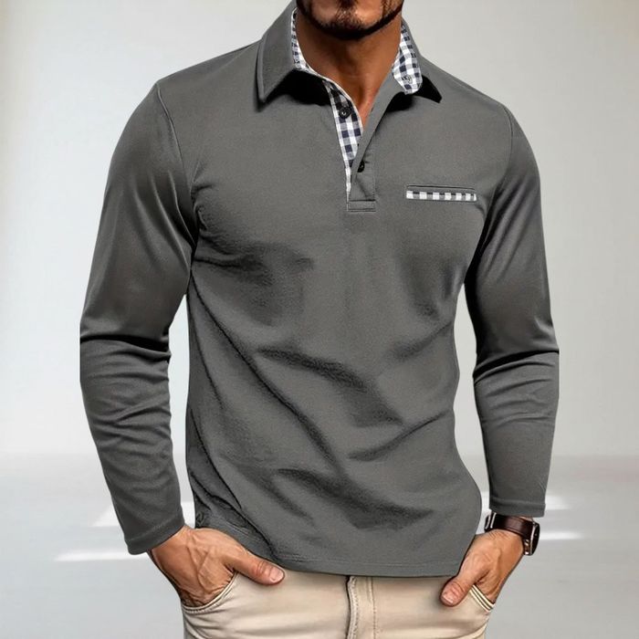 Koszula polo szara, XL, długi rękaw