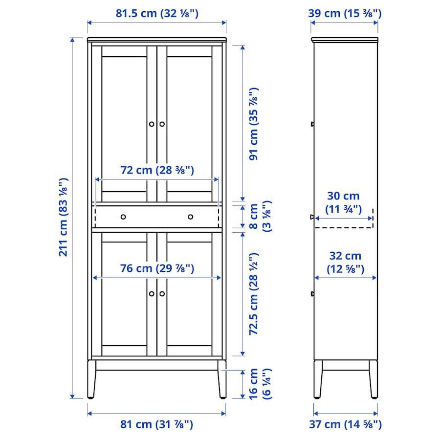 Ikea IDANÄS
Szafka wysoka drzw szkl/1 szuflada, biały, 81x39x211 cm