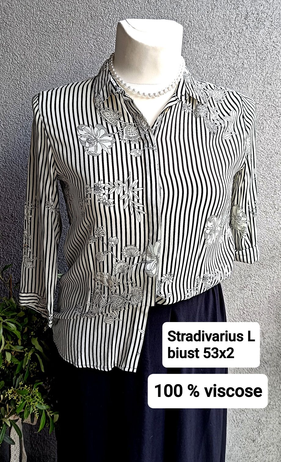 Stradivarius koszula damska L biust 53x2 kwiaty pasku urocza elegancka