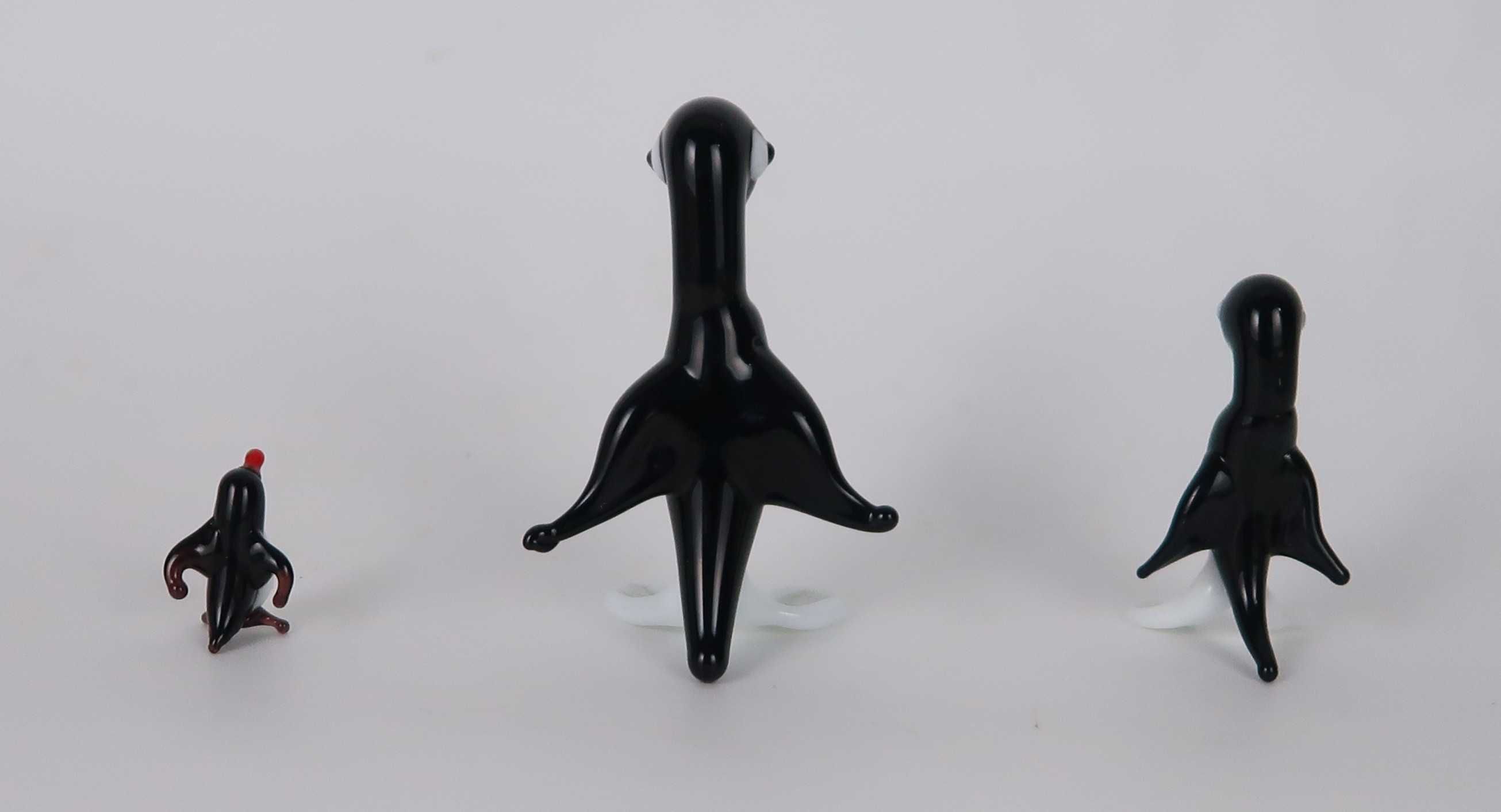 Figuras miniaturas vidro soprado - Família de Pinguins
