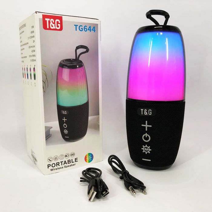 Портативна колонка TG644 5W з RGB підсвічуванням та ремінцем,
