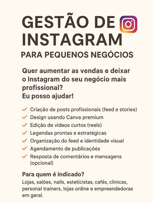 Gestão de Instagram para Pequenos Negócios | Social Media po