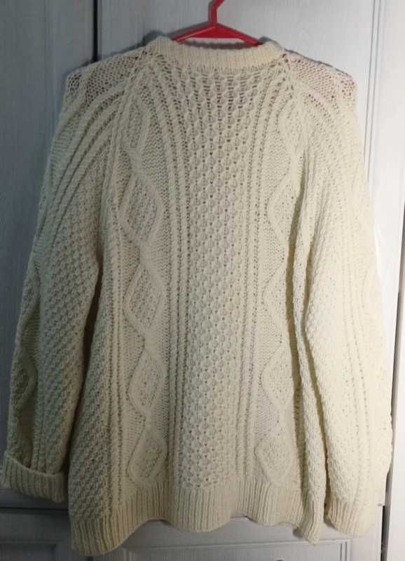 M S XS one size oversize kremowy wełniany sweter rozpinany vintage