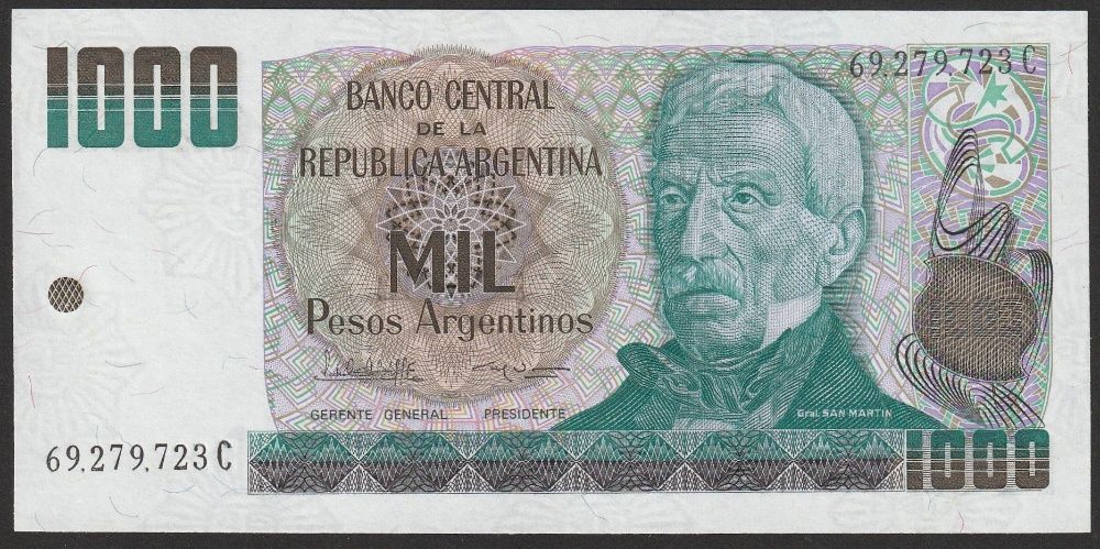 Argentyna 1000 pesos 1983 - San Martin - stan bankowy UNC