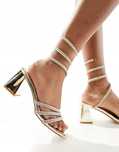 Simmi London 39 Złote Sandały Na Słupku Zdobione Tammie R12872