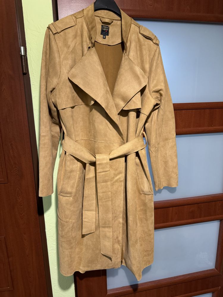 Płaszcz trench imitacja zamszu rozm M