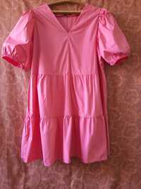 Сукня батал, рожева, ярусна,100% котон, ідеальний стан, великий розмі