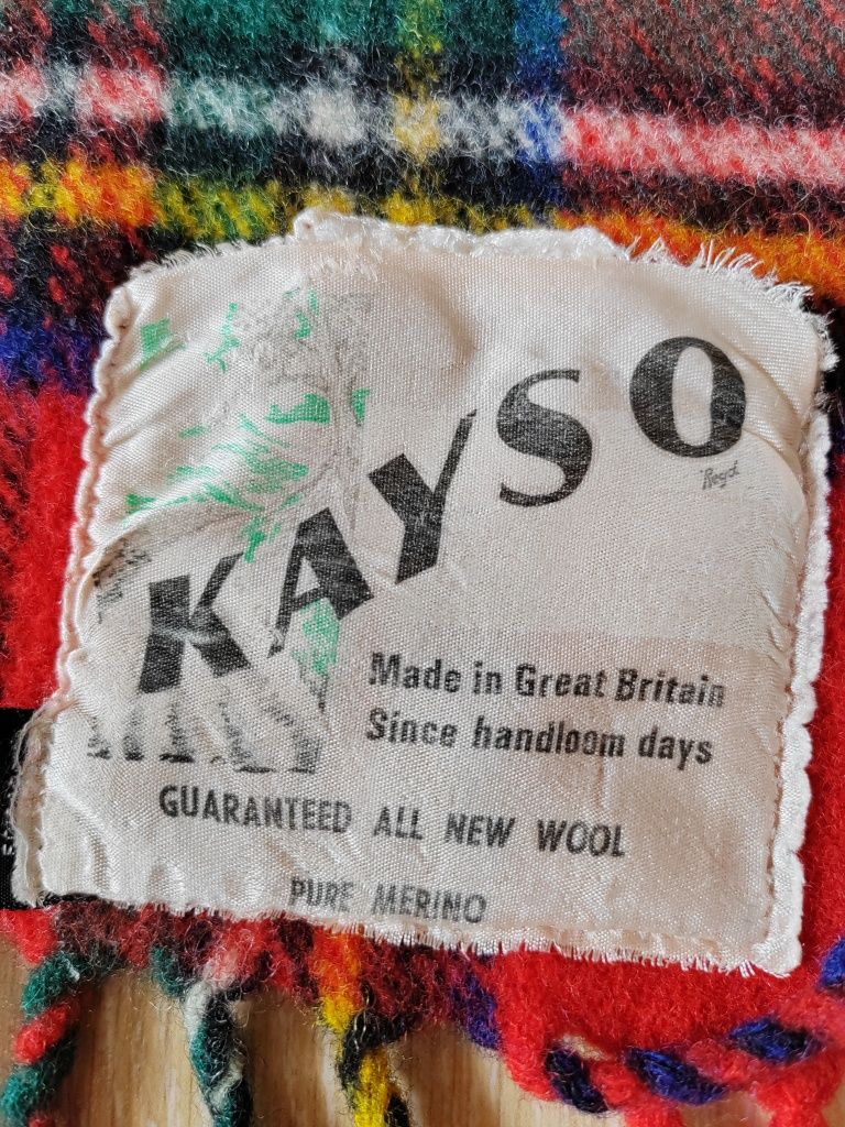 Wełniany koc vintage Woolmark koc z wełny brytyjski