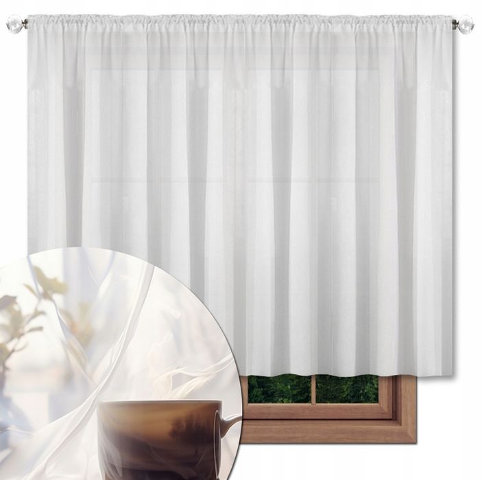 Firanka Woal Śnieżnobiała 150x400 cm z Taśmą