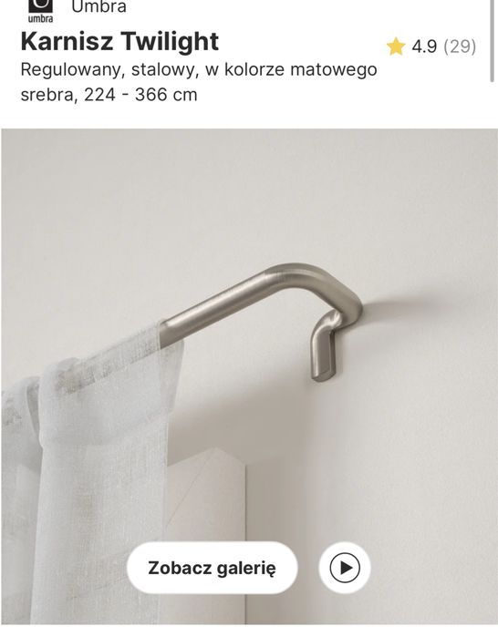 Karnisze umbra twilight single 224-336 cm