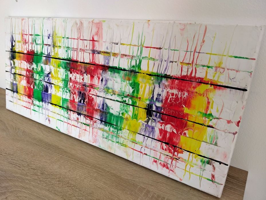 Obraz na płótnie ręcznie malowany 70x30 cm Abstrakcja