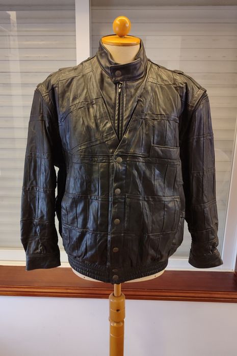 Casaco/Caveada de motard em pele preto - Tamanho XXXL