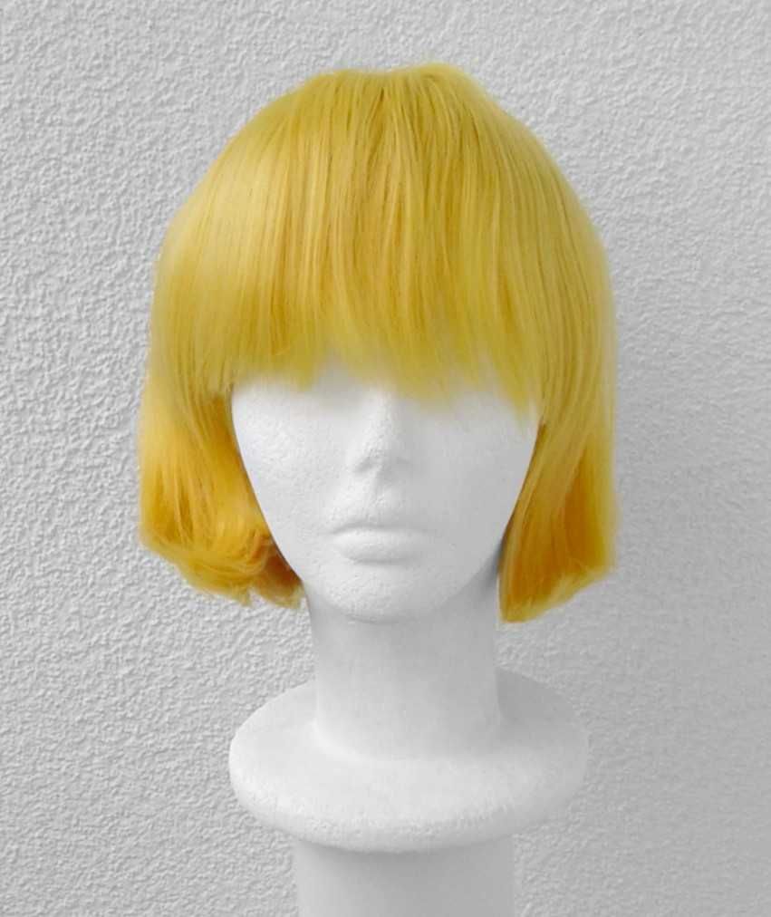 He-man Heman Krótka żółta bob peruka z prostą grzywką cosplay wig