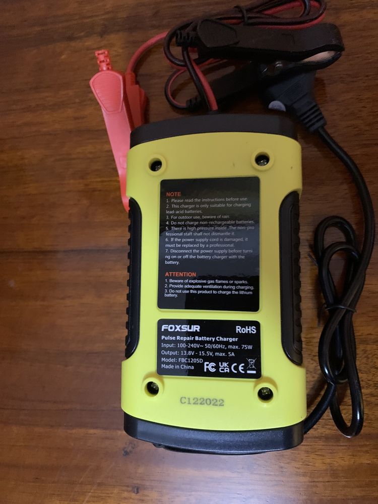 Зарядное устройство Foxsur для аккумулятора, 12 В, 5 А