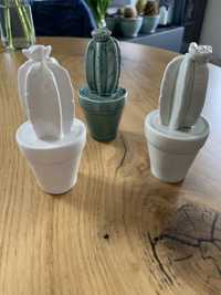 Ceramiczne kaktusy figurki. Sztuk 3