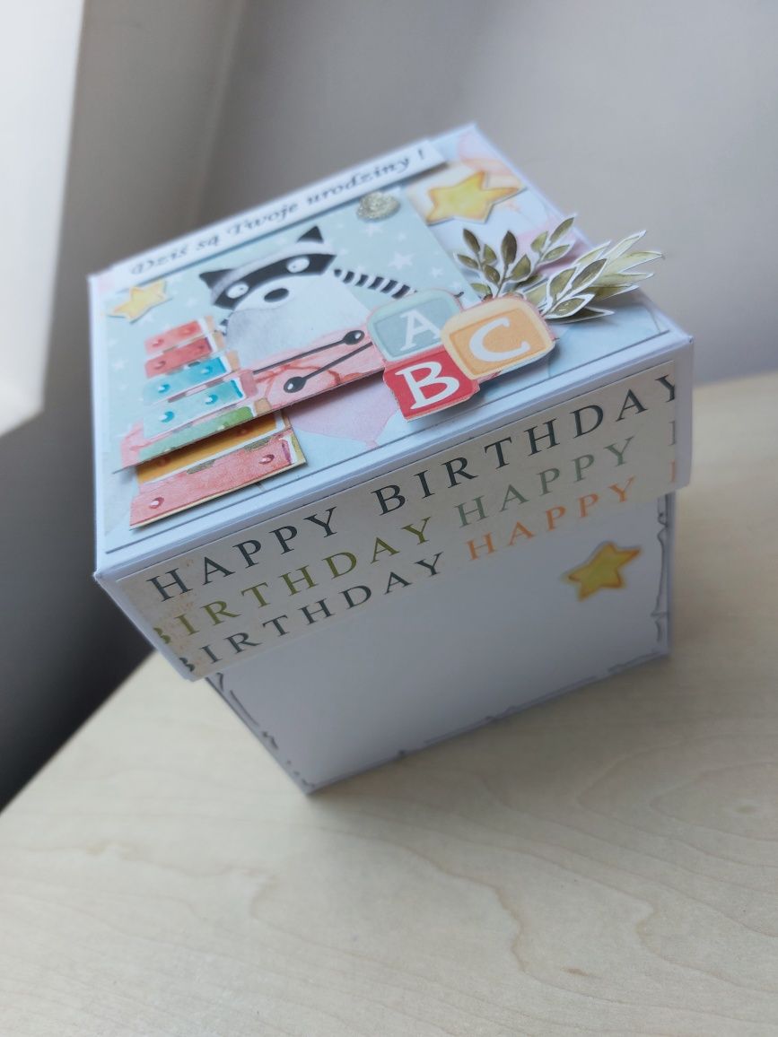 Pudełko exploding box urodzinowy chłopiec/dziewczynka.
