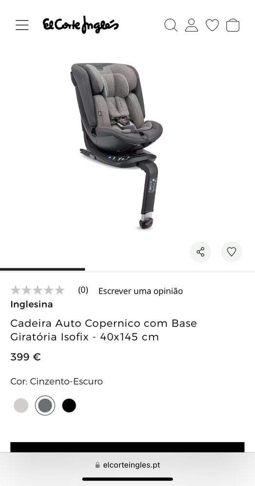 Cadeira Auto Inglesina Copernico com Base Giratória Isofix - 40x145 cm