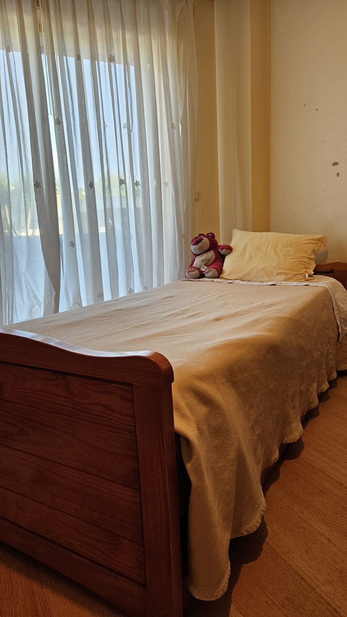 Cama Solteiro Madeira Maciça - Com Arrumação + Estrado + Colchão