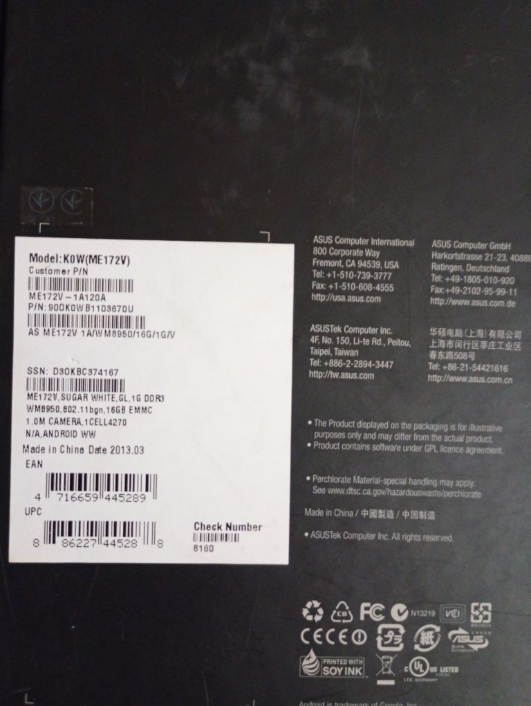 ASUS MEMO Pad ME 172V планшет