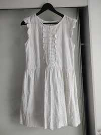 Biała ażurowa sukienka  100% bawełna