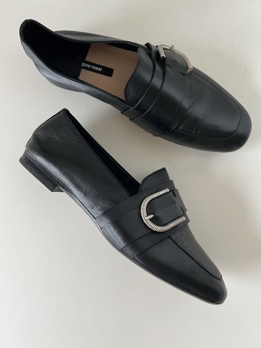 Czarne skórzane mokasyny Gino Rossi loafersy jak nowe 37