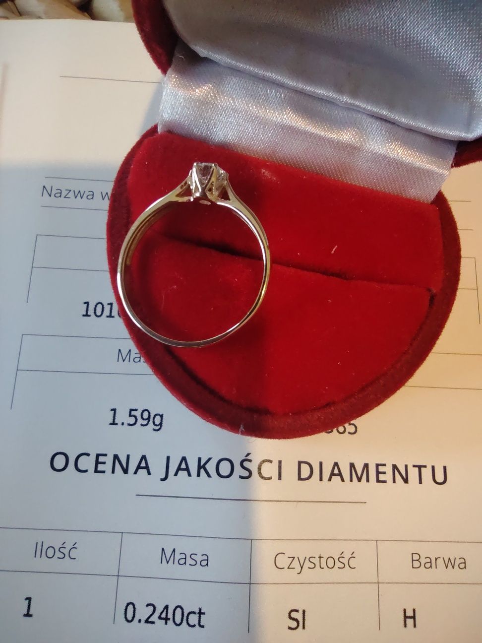 Okazja 0,24 ct ! pierścionek zaręczynowy złoto 585, diament