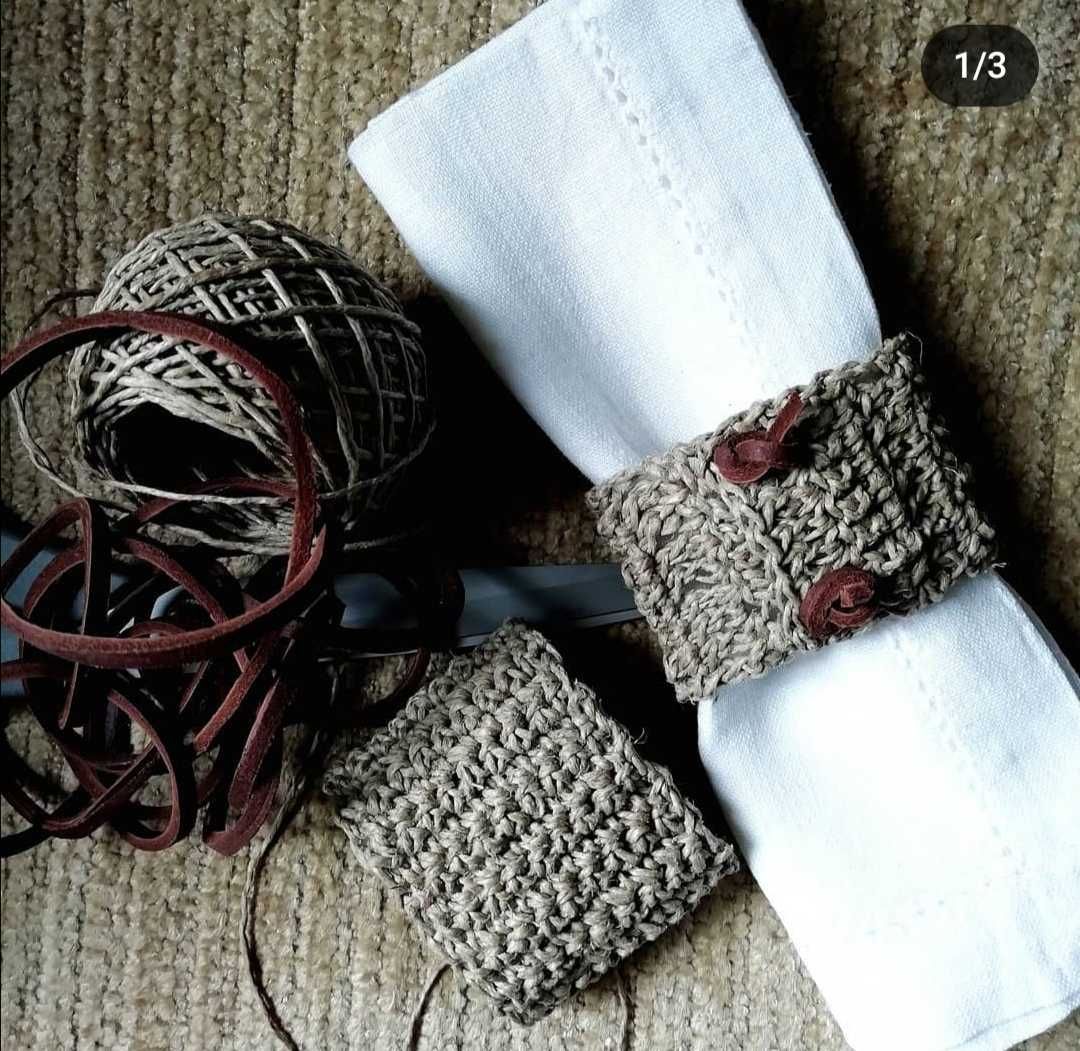 Argolas de guardanapo em crochet,  Feito à mão