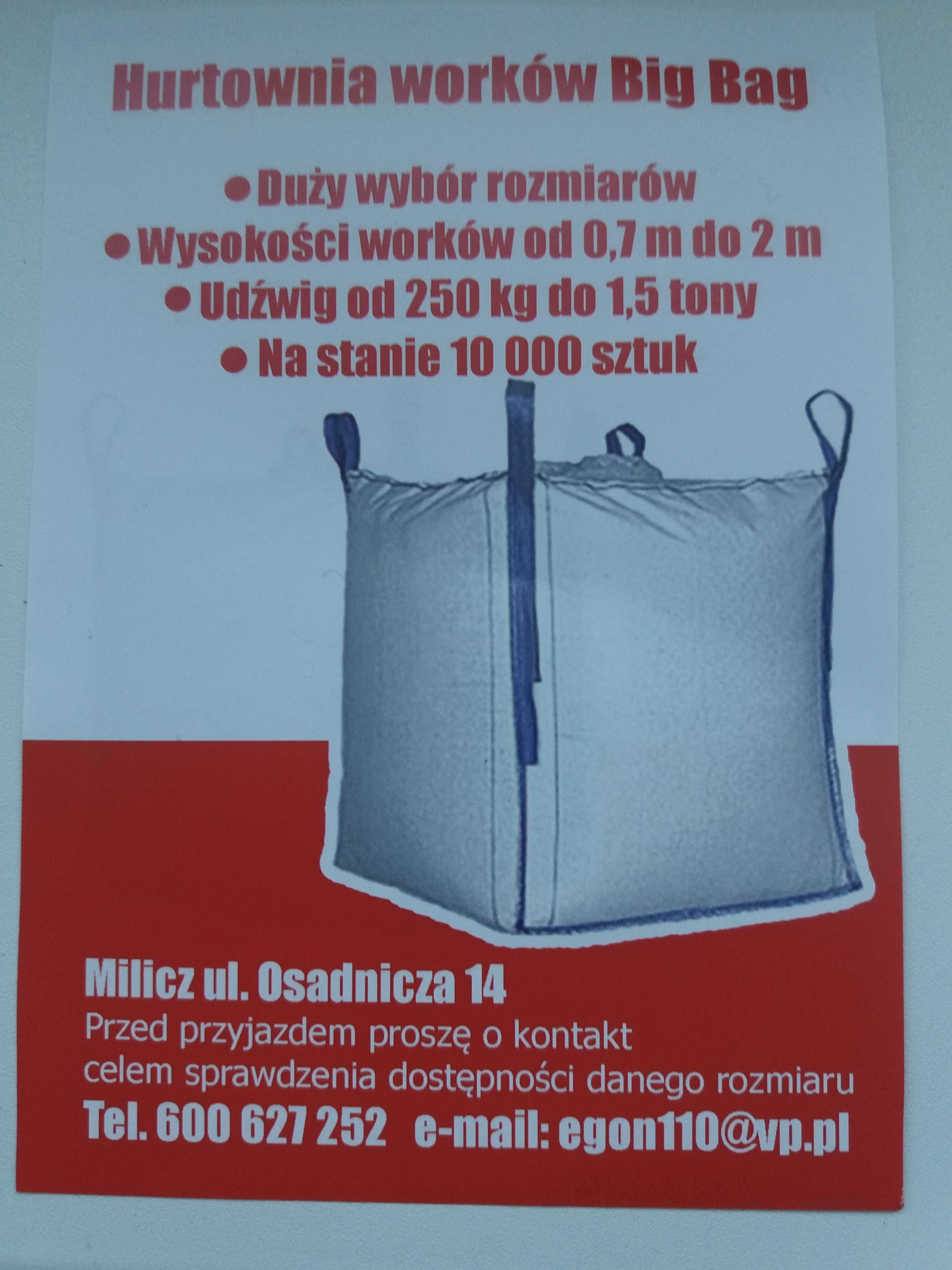 worek big bag , big bag na ziarno złom wióry pyły kostkę ziemię itp