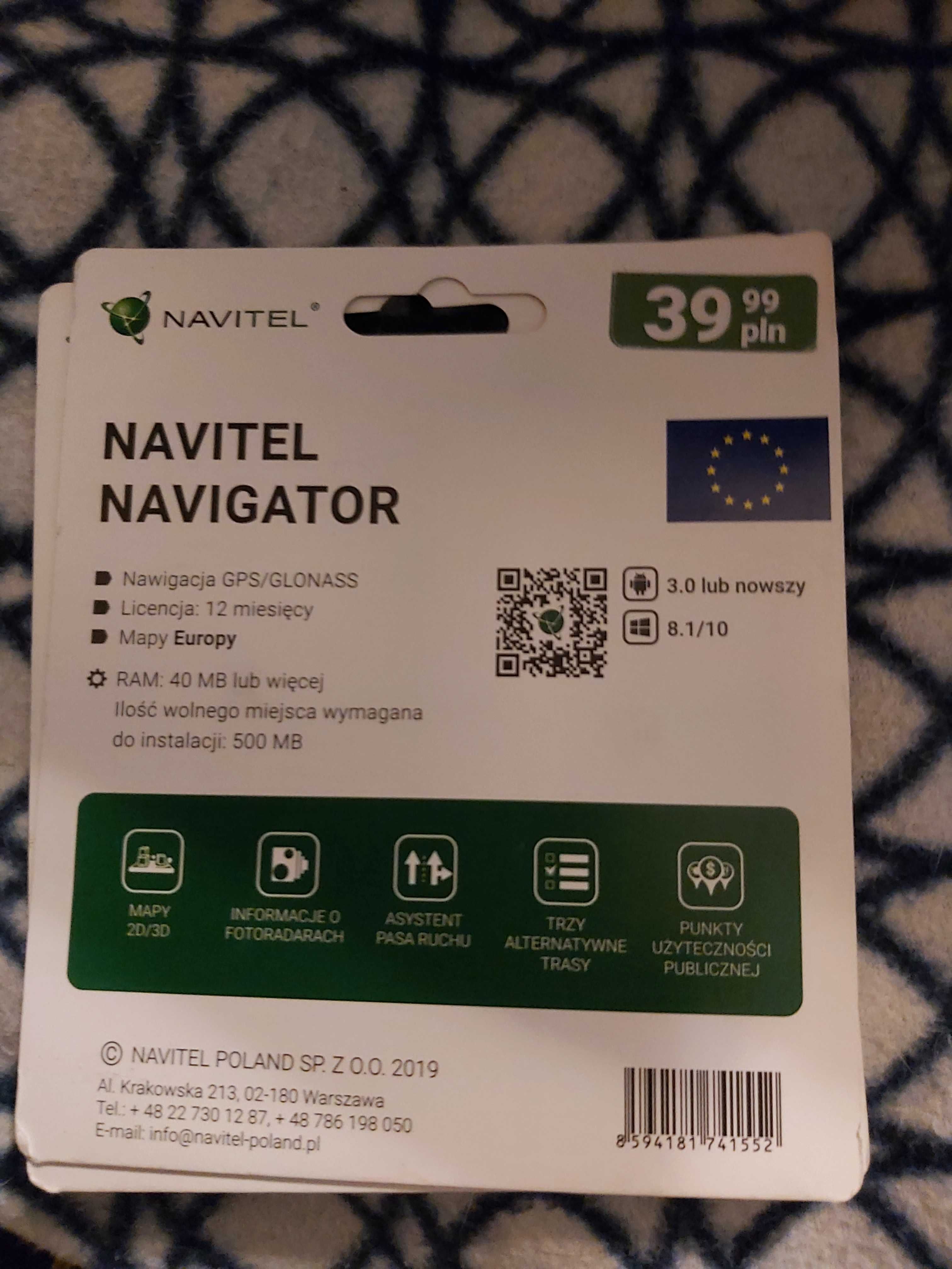Navitel Navigator Mapa Europy 1 rok ważna