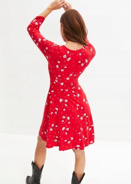 B.P.C sukienka czerwona z dżerseju wzory r.44/46