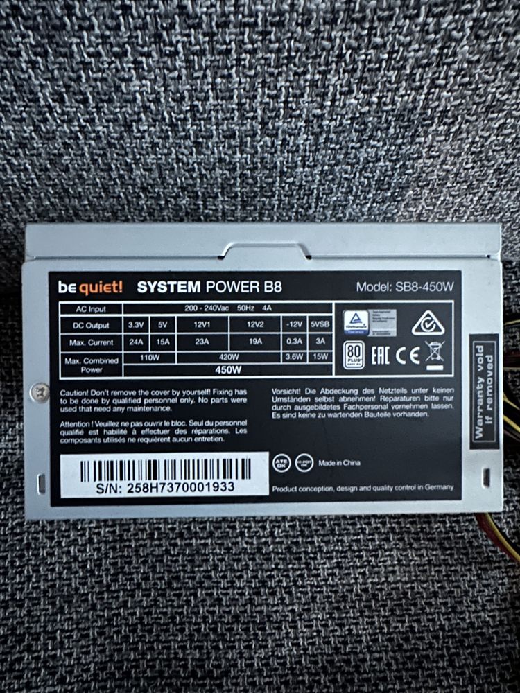 Zasilacz komputerowy psu be quiet 450W system power